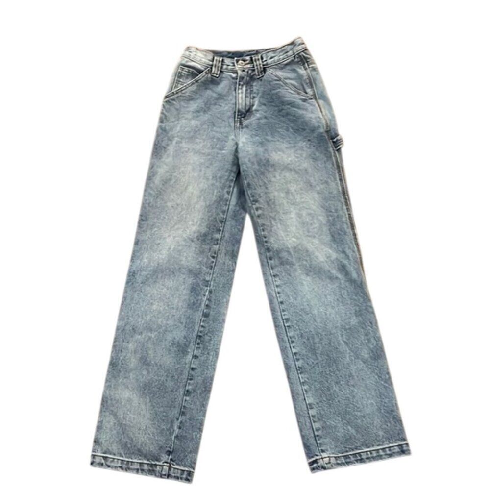 J. Galt Denim High Rise Wide Leg Carpenter Blue Jeans Womens Size Small